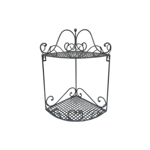 Étagère d'angle en métal gris 28 x 20 x 37 cm