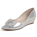 QXCGDYXT Women's Wedges Heels for Women Pumps Comfortable Closed Toe Dressy Shoes Women Pumps Wedge Shoes for Wedding Work Office Party 2 Inches Silver - 10.5