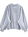 Hilinker Womens V Neck Oversized Sweatshirts Cute Pullover Drop Shoulder Long Sleeve Tops Grey X-Large