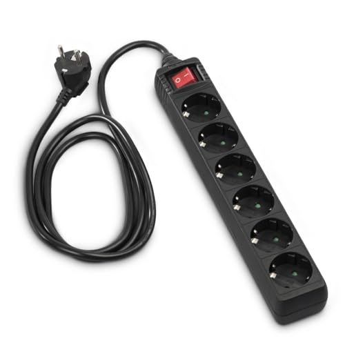 Multiprise 6 prises 3500W Max dotée d'un interrupteur de sécurité noir - 6