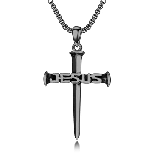 SIMONLY 925 Sterling Silver St.Benedict Crucifix Necklace Ankh Cross Pendant Cross Jewelry