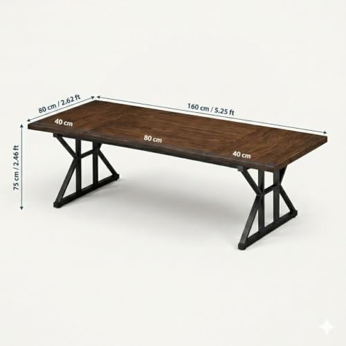 Image of Executive Computer Work Desk | Wooden Office Table for Home, Office, Workstation, Study | Strong Metal Frame Computer Table (Rustic Brown)