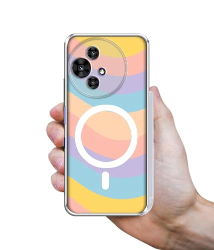 Image of Back Cover for Alcatel V3 Ultra 5G Pastel Rainbow Waves Magnetic Ring Design (Not Magnetic Compatible) | UV Printed Soft TPU Shockproof Back Case for Alcatel V3 Ultra 5G
