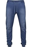 Urban Classics Men's Knitted Denim Jogging Bottoms Sports Trousers, Blue (Blue Washed 799), L
