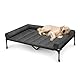 Veehoo Outdoor Hundeliege erhöht, Hundebett Erhöht mit abnehmbarem Bloster Kühlendes Erhöhtes Hundebett mit Atmungsaktivem Teslin-Netz für Haus und Garten, Schwarz 125 x 83 x 22.5cm