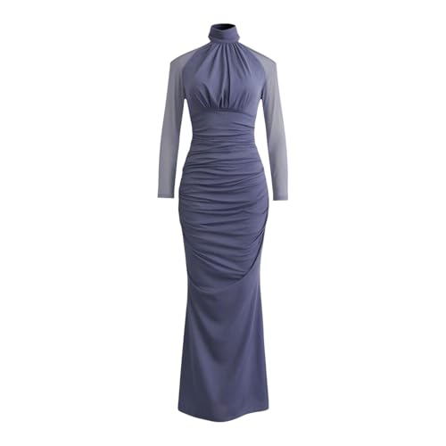 Vestido de noche largo monocolor con acabado elegante y sofisticado 5