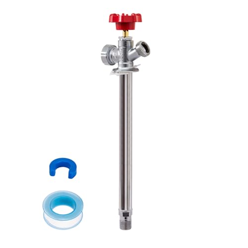 SUNGATOR 12 Inch Frost Free Sillcock, Anti-Siphon Outdoor Hose Valve, 1/2" MIP x 3/4" GHT Hose Bibb, No Lead Brass Garden Faucet/Spigot, MIP End for Both Pushfit and Threaded Connection