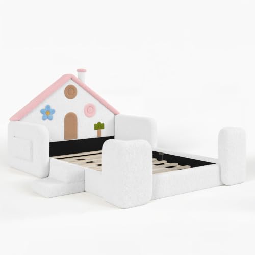 Bellemave Full House Shaped Upholstered Montessori Floor Bed,White by Bellemave - Used condition - Image 6