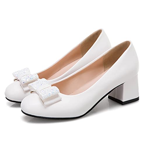 MIOKE Women's T-Strap Mary Jane Pump Oxford Retro Square Toe Patent Leather Low Heel Classic Dress Shoes2