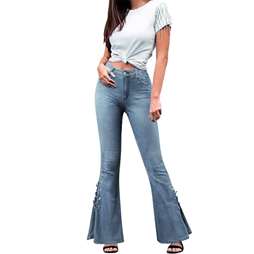 Pantalon en jean stretch évasé idéal pour vos journées de bureau et vos séances de yoga doux