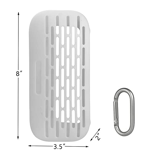 Image of Esimen Silicone Cover for Bose SoundLink Flex Bluetooth Portable Wireless Speaker Soft Protective Sleeve with Carabiner, Full Directions Protection Silicone Carrying Case (White)