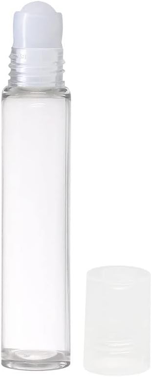 Empty Clear/Transparent Plastic Roll On Bottles (10 ML) With Clear Cap For Essential Oils, Perfumes, Lip Balms | Refillable & Eco- Friendly Leakproof Bottle (Pack of 3)