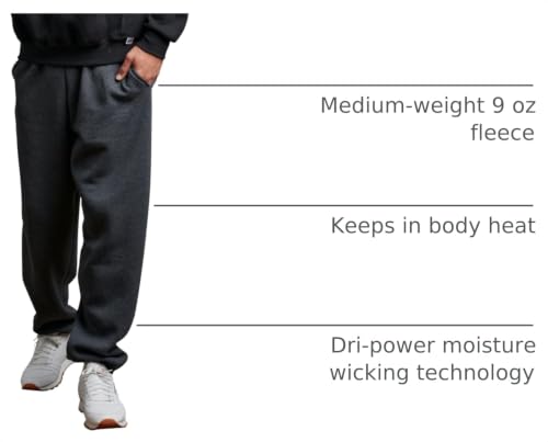 Image of Russell Athletic Men's Dri Power Fleece Elastic Bottom Sweatpants, Relaxed Fit, Moisture Wicking, with or Without Pockets