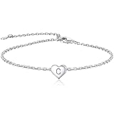 ChainsPro Sterling Silver Bracelet Charm Bracelets for Womens Heart Bracelet Gifts for Women Initial Bracelet Gifts for Women Girlfriend Wife Mother Mom Aunt
