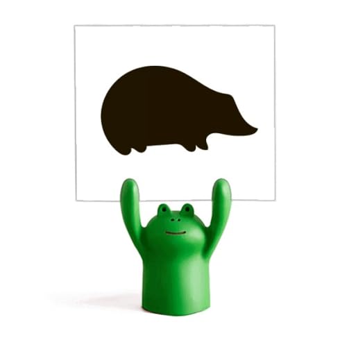 Porte-mémo noir hérisson et grenouille au design animé unique