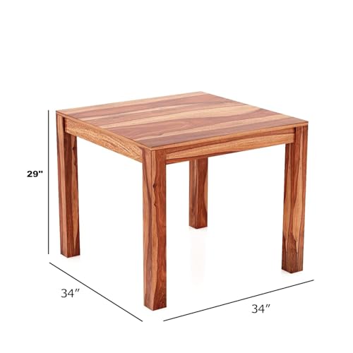 Image of AS Arts Sheesham Wood Rectangular 4 Seater Dining Table Set of 4 with Chairs for Home & Dining Room | Solid Wood | Natural Honey Finish