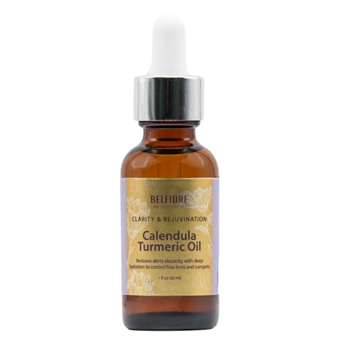 Belfiore Herbal Calendula Turmeric 100% Pure Natural Organic Oil, Healthy Skin, Collagen Boosting Anti Wrinkle, Vegan, 1 ounce