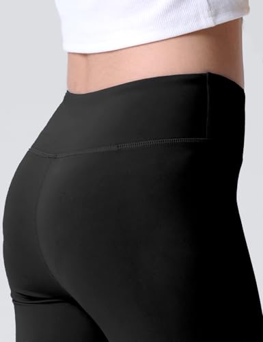 3 Pack Girls Black Athletic Leggings, Printed Ankle Length High Waisted Yoga Pants for Kids Teen3