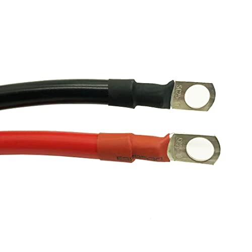 Image of 6AWG 12-Inch Power Battery Cables Wire with 3 /8 inchLugs Terminals,Pure Copper Battery Inverter Cables 6 Gauge x 12 inch (1 Black & 1 Red) for Marine Solar ATV Lawn Mower RV Car Motorcycle (12-Inch)