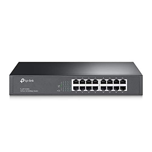 TP-Link TL-SF1016DS 16-Port 10/100Mbps Network Switch, Ethernet Splitter Ports Speed up to 200Mbps, Innovative Energy-Efficient Technology, Supports MAC Address Self-Learning, 13-inch Steel