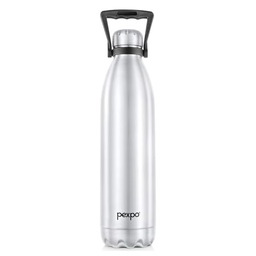 Pexpo Echo Pro| ISI Certified |2000ml-Silver Water Bottle for Office| Vacuum Insulated Flask with Handle | Thermosteel Bottle | Home | Office | Kitchen | RCB Edition