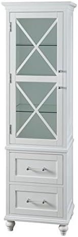 Storage Cabinet with Shelves | Grayson Linen Tower with 2 Drawers by Elegant Home Fashions
