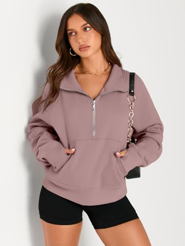 Image of AUTOMET Womens Sweatshirts Half Zip Cropped Pullover Fleece Quarter Zipper Hoodies 2026 Fall Fashion Outfits Clothes