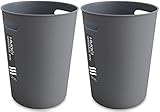 HMQCI Small Trash Can Round Plastic Wastebasket, Garbage Container Bin, 1.5 Gallon Capacity (2-Grey, 2-Pack- 7.7'10.2')