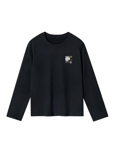 Image of SweatyRocks Girl's Bow Graphic Shirts Long Sleeve Crew Neck Tops Casual Cute Tee Tween Clothes