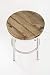 Taburete Bajo Metal y Madera TOM Blanco Vintage Sam, Asiento de Madera,...