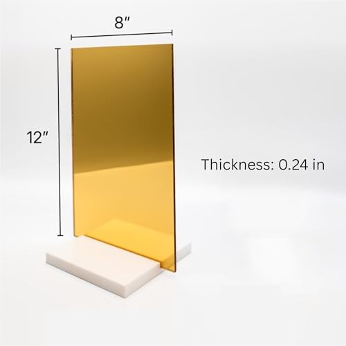 Image of Colorful Acrylic Sheets 8x12 (Pack of 6) - 0.11 Inch Thick Sheets for Arts & Crafts, DIY Projects | Easy to Cut w / CO2 Laser Cutting & Engraving (Gold Mirror Acrylic Sheet 8x12 (Pack of 2))