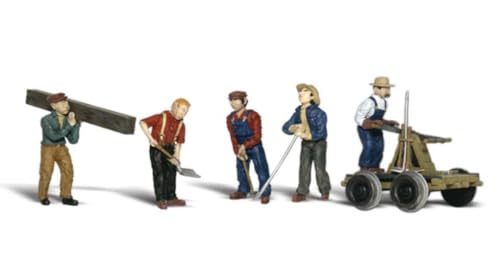 Woodland Scenics HO Scale Scenic Accents Figures/People Rail Workers/Handcar (5) by Woodland Scenics, Small