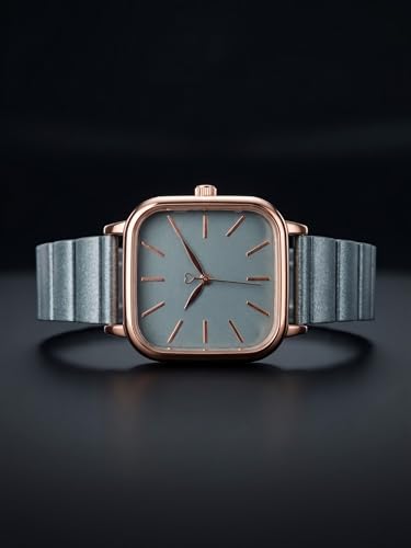 Image of AMERICANVIBER | Premium Square Analog Watch for Women & Girls | Stylish Stainless Steel Strap | Elegant Heart Second Hand | Adjustable Lock | Trendy Ladies Wrist Watch under 499 | Square Case Design | Perfect for Casual | Affordable Fashion Watch for Girls