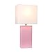 Elegant Designs LT1025-PNK Modern Leather Table Lamp with White Fabric Shade, Pink