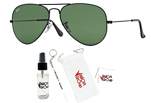Ray-Ban RB3025 Metal Aviator Sunglasses + Vision Group Accessories Bundle2