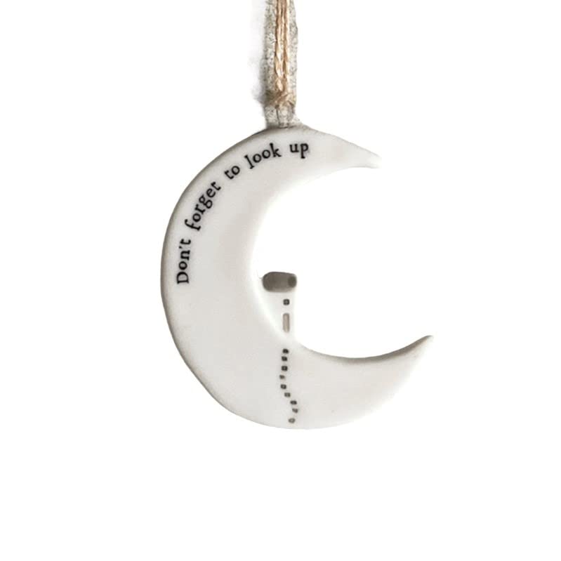 East of India Porcelain Hanging Moon - Don't Forget To Look Up, Porcelain Keepsake Gift