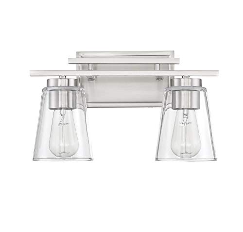 Savoy House 8-1020-2-Sn Calhoun 2-Light Bathroom Vanity Light In A Satin Nickel Finish With Clear Glass (15" W X 9" H) #TOP1