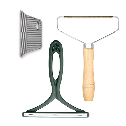 Xanthelle Kit de eliminación de Pelo de Animales, Cepillo para Pelusa de 3 Piezas, Set de removedor de Pelusa con raspador de Doble Cara, removedor de Pelo de Gato para Alfombra y sofá, sin residuos