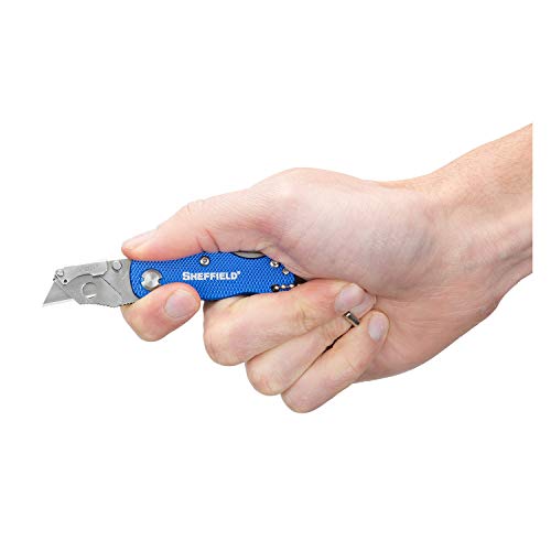 Image of Sheffield Mini Box Cutter, Mini Utility Knife Aluminum Handle, Accepts Mini Utility Blades, Keychain Knife for Home, Office, Trades, and Warehouse