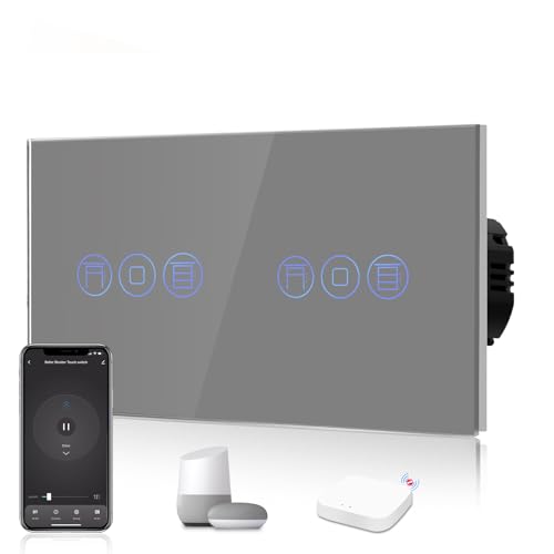 BSEED Zigbee Double Dimmer Switch Alexa Touch Wall Switch Glass Panel Dimmer Switch Compatible with Alexa/Tuya/Google (ZigBee Hub Required) Gray