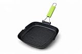Bistecchiera Grill 26x26cm, Olympia – Piastra Padella Grill in Alluminio Pressofuso Antiad...