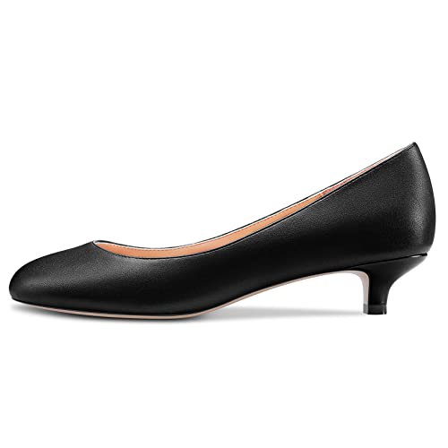 HEUIVZAR Pumps for Womens Closed Round Toe Low Kitten Heel Slip On Suede Casual Comfort Dress Shoes 1.5 Inch2