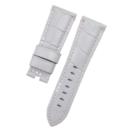 Bracelet 24mm en cuir motif crocodile boucle papillon robuste pour PAM441