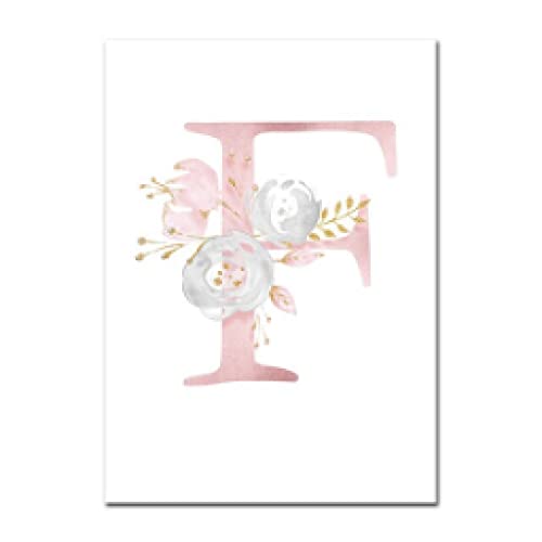 Toile Mur Art Photo Fleurs Roses Lettre F affiche decorative 60x90cm peinture salon contemporain