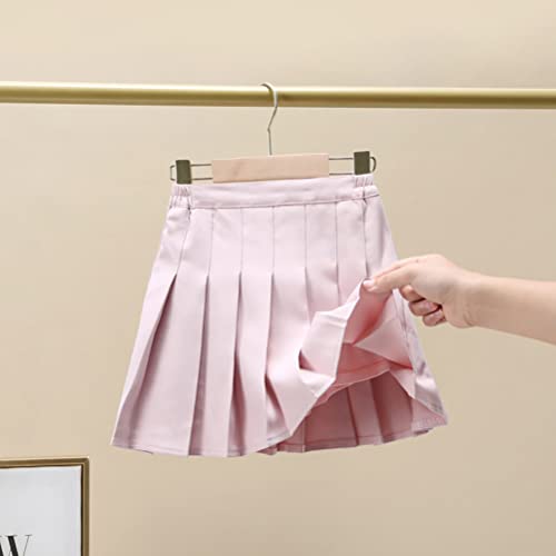 RUKOSU Saia plissada para bebês meninas, cintura elástica, uniforme escolar, minissaia curta, rosa,