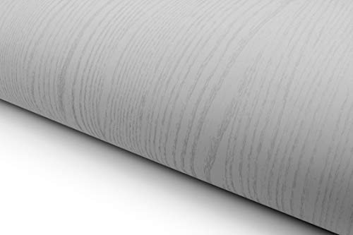 Papel pintado con textura de madera, vinilo autoadhesivo, VBS8802, color gris claro, 49,7 x 299,7 cm Cover