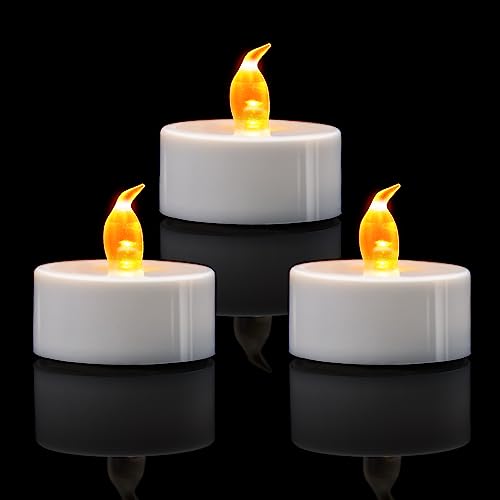Image of KOABY 100 Pack Warm Yellow LED Tea Lights, Last 100H+ | Flickering Flameless Battery Operated Tea Lights for Decor