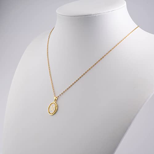 Dlyfnvev Initial Necklace T Letter 18K Gold Plated For Women Personalized Pendant Necklace Initials Customized Vintage Charm Oval Capital A-Z White Enamel Copper Necklace For Teen Girls T #TOP3