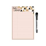 Dry Erase Daily Schedule Planner Sticker Decal by Glassboard Studio | Removable & Reusable | Magnetic Fine-Tip Marker Included (6 x 9 inches, Rose & Gold)