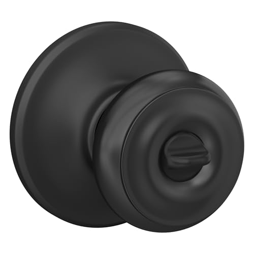 Image of Schlage F51A GEO 622 COH Georgian Door Knob with Cohen Trim, Keyed Entry Lock, Matte Black